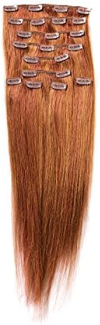 Sono 1 Count 140 g 16" Clip-in Straight Sono 1 Count 100% Human Hair Extensions, #30/33 Dark Chestnut Auburn