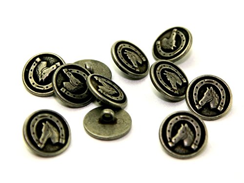 Dill Round Metal Horse Buttons Antique Silver - per button