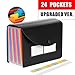 24 Pockets Expanding File Folder, Large A4 or Letter Size Paper Document Folder,Self Standing Accordian File Organizer (Upgraded)