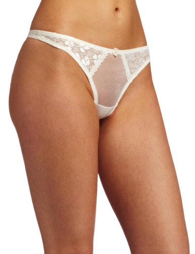 Carnival Womens Satin Lace Thong Panty, Ivory, XX-Large