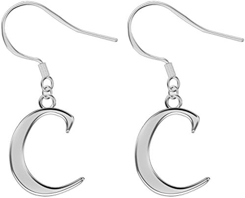 Plain Silver Initial Hook Earrings - Alphabet - Letter - Made to a high jewellery quality finish