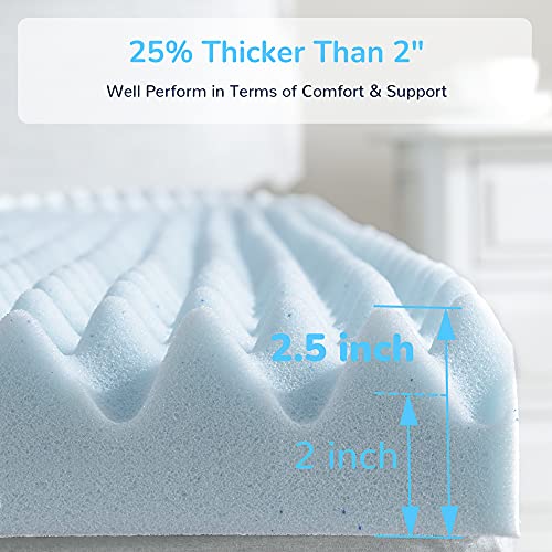RECCI 2.5Inch Egg Crate Mattress Topper Queen, Pressure Relief Memory