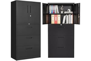 AFAIF Metal File Cabinets, Lateral Filing Cabinet with 3 Drawers, 65" H File Caninet for Home Office, Office Storage Caninets with Adjustable Shelves for Letter/Legal / A4 - Assembly Required