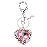 Bling Pink Crystal Heart Love Design Keychain Key Ring with Pouch Bag MZ802-1