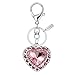 Bling Pink Crystal Heart Love Design Keychain Key Ring with Pouch Bag MZ802-1