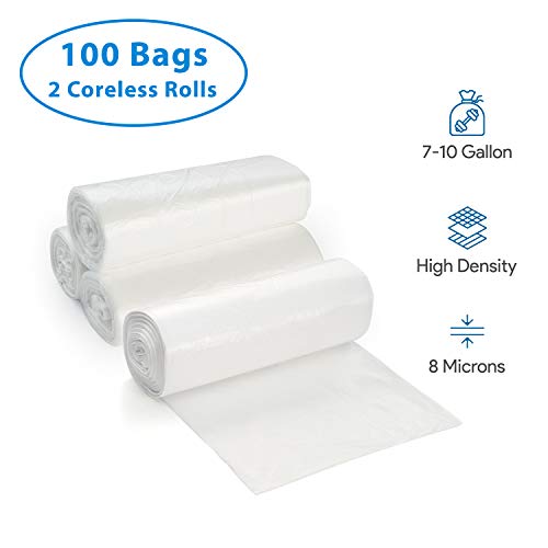 image for ProCure 7-10 Gallon Clear Trash Bags, 100 Count - Small - Medium Garba