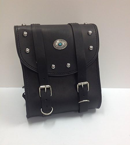 Bikers Shield Motorcycle Sissy Bar Bag with Studs &amp; Oval Mesa Concho 8x9x4