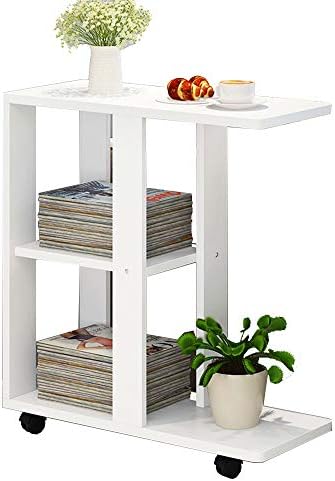 a W新作送料無料 Zr 移動サイドテーブル リビングルーム ソファサイドテーブル コーヒーテーブル 2層 本棚 家具 白 収納棚 60 30 67cm 色