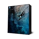 Flying Whales Mini Art Block Print - 10 X 12 inches by Alex Cherry