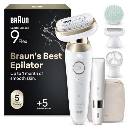 Braun Silk-épil 9 Flex SkinSpa Epilierer Damen, All-in-One Set, Haarentferner für Langanhaltende Haarentfernung, Ladyshaver, Wasserdicht — Inkl. Mini-