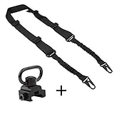 accmor 1 Pcs 2 Point Rifle Sling&1 Pcs QD Sling Swivel,Multi-Use Gun Sling with Length Adjuster for Hunting, Shooting