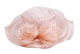 Dantiya Women's Organza Wide Brim Church Tea Party Kentucky Derby Hat
