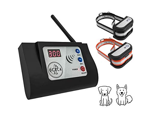 OCACA 2019 Updated Wireless Dog Fence System, Safe Outdoor Electric Beep/Vibration/Shock Collar with Remote, Waterproof and Rechargeable Transmitter and Collar Harmless for All Dogs – 2 Collars