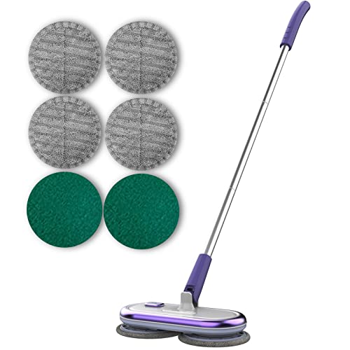 GOBOT Balai électrique pour Le Nettoyage des sols, Balai électrique à Double Rotation, Balai électrique sans Fil pour récureur de sols en Bois Dur et carrelage, 4 tampons en Fibre 2 tampons de Lavage