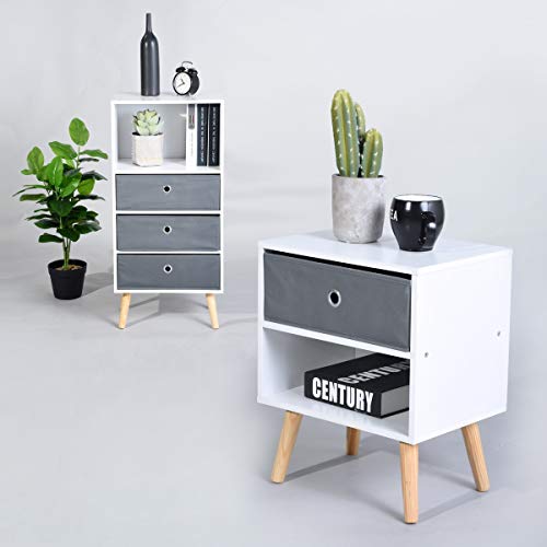 Aingoo Modern End Table for Sofa Bed White Mid Century Beside Table Night Stand H19 Wooden 12MM PB