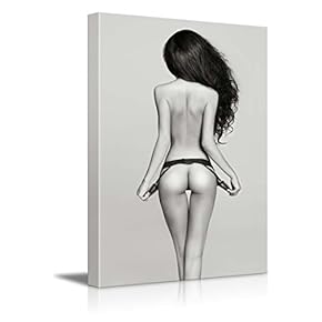 Nude Model With Black Garter Belt Lingerie - Canvas Art