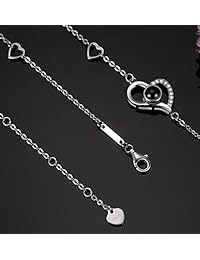 OneSight - Pulsera o tobillera de plata de ley 925 con diseño de corazón y texto en inglés «Memory of Love»