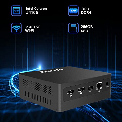 Mini PC Intel J4105 256GB SSD Windows 11 Pro Mini Desktop Computer 8GB