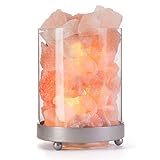 INVITING HOMES Natural Himalayan Salt Lamp in Clear Glass Holder with Dimmable Switch, 6ft UL-Listed Cord and 15-Watt Light Bulb