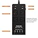 Poweradd Surge Protector Power Strip Travel outlet 4 Outlets 4 USB Ports with UK/AU/EU Adapters, Separate Switch Control 2500W/10A, 6ft Heavy Cord, 3500 Joules Surge Suppressor - Black