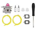 MOTOKU Carburetor & Tool Fuel Line Filter for Troy-Bilt TB80EC TB32EC YM21CS TB21EC TB22EC TB2040XP TB22 2 Cycle String Trimmer Gas Craftsman Weed Eater Whacker 27CC Replaces # WT-973 MTD 753-06190
