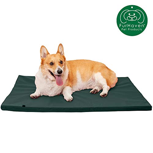 Furhaven Pet Dog Bed Kennel Pad Orthopedic Water Large Green/Gray