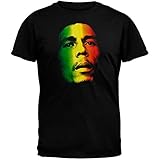 Bob Marley Men's Face Rasta Tri-Color T-Shirt, Black, M