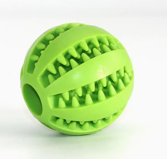Dog Treat Toys For Boredom,7CM Dog Rubber Ball Chew Toy, Bite Resistant Treat Dispensing Tooth Cleaning Puppy Toy for Small Medium Large Dog and Cat Light Green