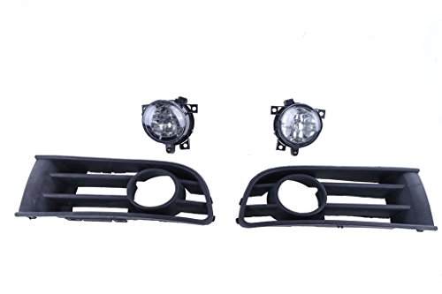 DGI MART 2 Pieces/set Front Bumper Fog Light Grille Grill Lamps Set Kit for VW Polo 9n1 Hb E-Mark