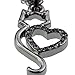 Lovely Cat Tail Pet Lover Silver Crystal Iced Out Heart Pendant Perfect I Love You Necklace Jewelry Gift