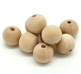 PEPPERLONELY Brand 100PC Natural Color Ball Wood Spacer Beads 14x13mm (9/16 Inchx1/2 Inch)