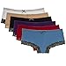 6 Pack Women Cotton Hipsters Panties Briefs With Lace Trim Sexy Underwear Lady,Solids,Medium / 8-10