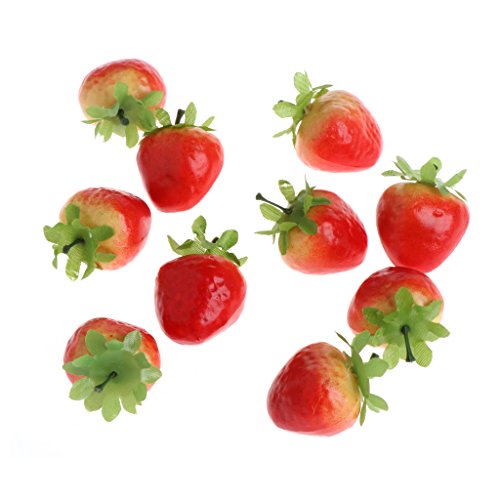 Aixia 10Pcs Fake Strawberry, Foam,Artificial Fruit,Kids Play house Toys ,Home Wedding Party Garden Decor