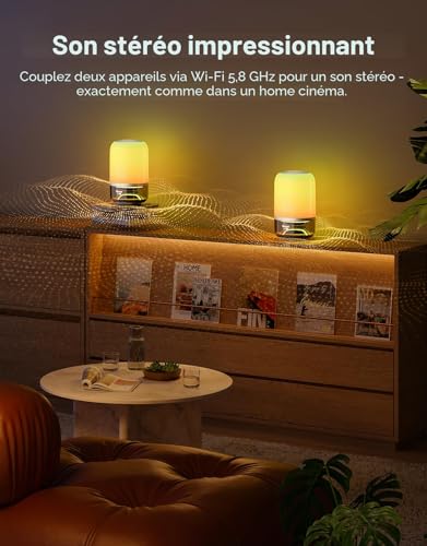 Govee JBL 2 Pro x JBL Table Lamp: Wireless Smart Lamp with Speaker, Light-to-Music Sync, 16 Music Modes and 100+ Scene Modes, Matter Compatible, Customizable