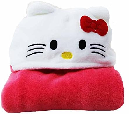 AMMAY Infant Flannel Cartoon Animal Soft Blanket Baby Winter Warm Swaddling Infant Hooded Cloak Bath Towel (hello kitty)