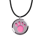 M.JVisun Essential Oil Diffuser Necklace Dog Paw Prints Surgical Stainless Steel 24