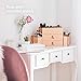 Beautify Large Mirrored Rose Gold Glass Cosmetic Makeup Storage Organizer and Jewelry Box with 2 Drawers and 7 Sections with Silver Handles