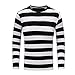 OThread & Co. Men's Long Sleeve Striped T-Shirt Basic Crew Neck Shirts (Small, Black&White)