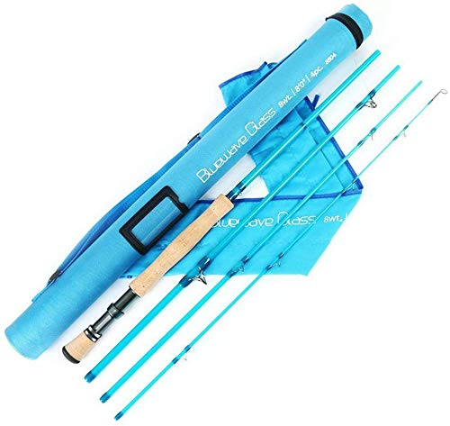 MAXIMUMCATCH Maxcatch Fiberglass Fly Fishing Rod: 3wt/ 5wt/ 6wt/ 8wt in Blue,Purple,Orange, or Transparent (Bluewave Saltwater Style, 8'0'' 8wt 4sec)