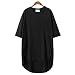 SAYM Women Oversize Pocket Open Fork Hem Long T-shirt Tops Black