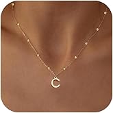 KISSCLOUD Initial Necklaces for Women 14K Gold Silver Dainty Letter Charm Necklace Personalized Name Pendant Bead Chain Necklace Non Tarnish Trendy Jewelry Gift