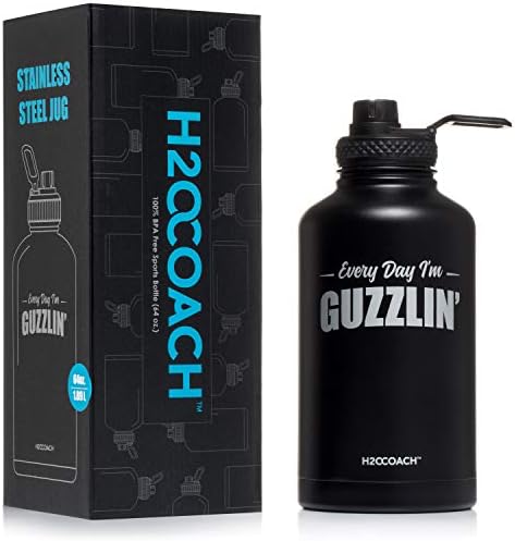 H2OCOACH Half Gallon Water Bottle Jug Stainless Steel 64oz