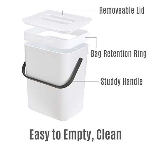 HOMWE Kitchen Compost Bin for Countertop or Under Sink Composting, 1.3