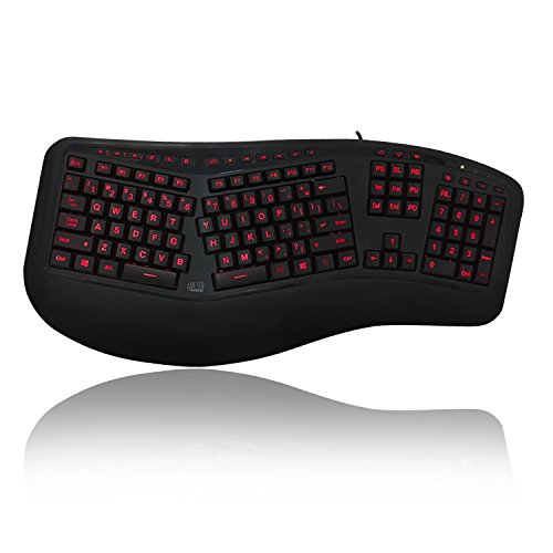 Adesso Tru-Form 150 3-Color Illuminated Ergonomic Keyboard (AKB-150EB)
