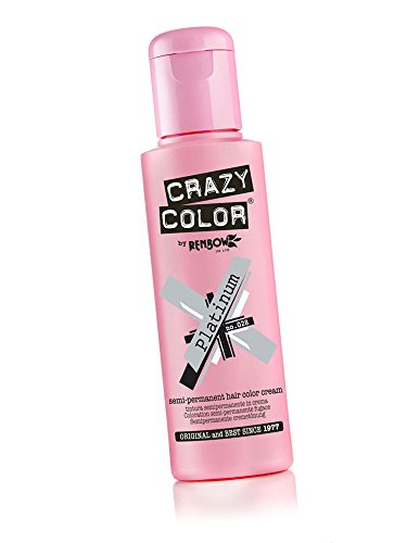 2 Crazy Color Semi Permanent Hair Colour Dye Cream by Renbow 100ml Platinum 28