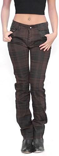 My Christy Women's Tartan Checked Skinny Jeans Dark Brown And Black (Us 6 / Uk 8)