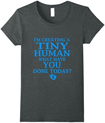 Womens Funny Maternity Shirt Creating Tiny Human Blue Large Dark Heather