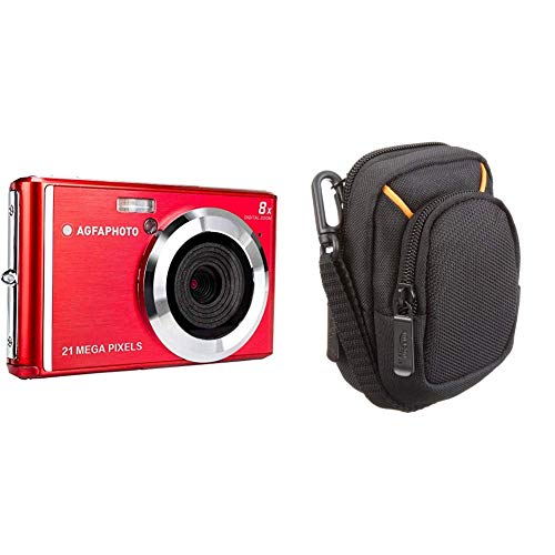 AGFA Photo – Kompakte Digitalkamera mit 21 Megapixel CMOS-Sensor, 8X Digitalzoom und LCD-Display Rot & Amazon Basics…