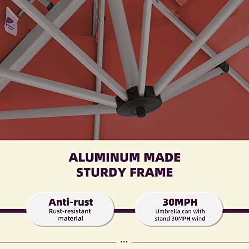 PURPLE LEAF 12 Feet Double Top Round Deluxe Patio Umbrella Offset