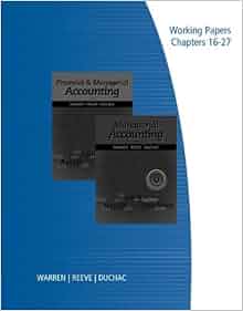 Working Papers Volume 2 For Warren Reeve Duchac S